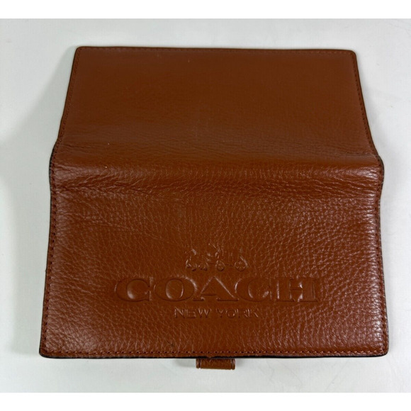 Coach Checkbook Wallet Classic Horse & Carriage Chestnut Brown Pebbled Leather - Picture 2 of 9